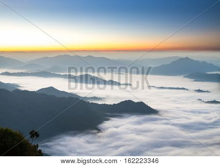 Morning Sunrise With Fog