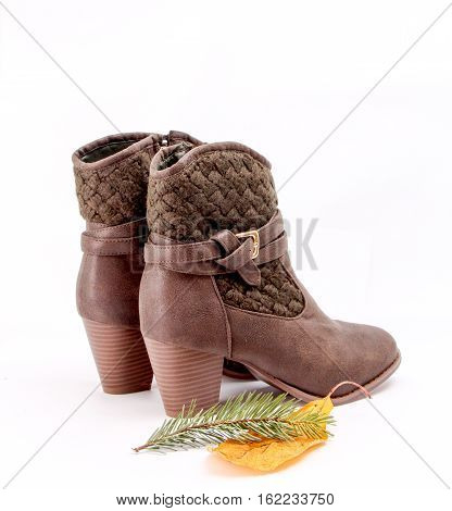 picture of a Woman fashion heels boot on white background