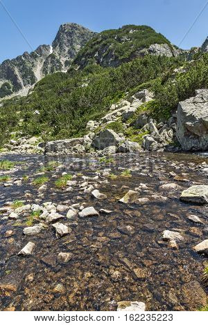 Waterfall and Sivrya peak, Pirin Mountain, Bulgaria
