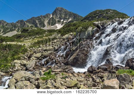 Waterfall and Sivrya peak, Pirin Mountain, Bulgaria