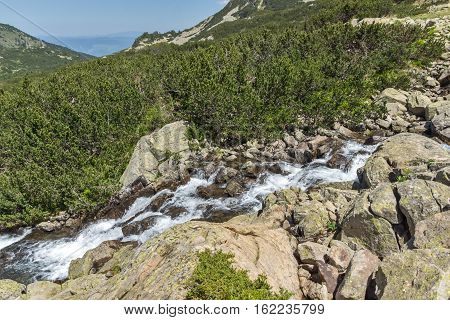 Amazing view of Fish lakes and Sivrya peak, Pirin Mountain, Bulgaria