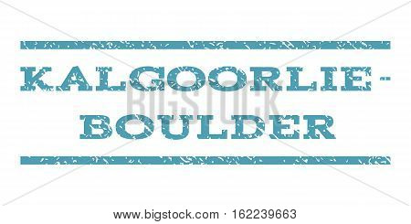 Kalgoorlie-Boulder watermark stamp. Text tag between horizontal parallel lines with grunge design style. Rubber seal stamp with scratched texture. Vector cyan color ink imprint on a white background.