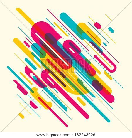 Modish style abstract background with colorful rounded shapes. Vector illustration.