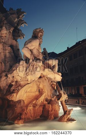 Fontana dei Quattro Fiumi in Piazza Navona in Rome, Italy.