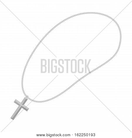 Golden christian rosary icon in monochrome style isolated on white background. Jewelry and accessories symbol vector illustration.