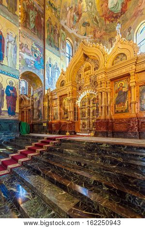 Saint Petersburg, Russia - July 26, 2014:  Interior Of The Church Of The Savior On Spilled Blood Wit