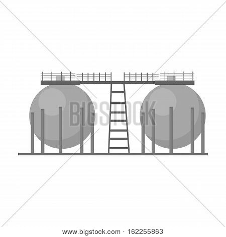 Oil refinery tank icon in monochrome style isolated on white background. Oil industry symbol vector illustration.