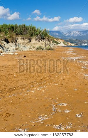 amazing pamorama of Xi Beach,beach with red sand in Kefalonia, Ionian islands, Greece