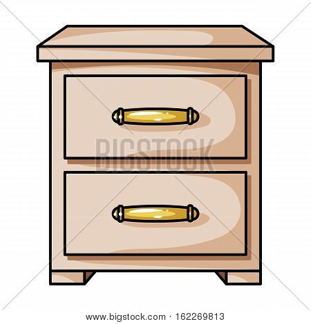 Bedside table icon in cartoon style isolated on white background. Furniture and home interior symbol vector illustration.
