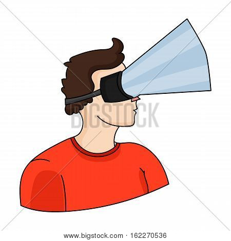 Player with virtual reality headcartoon icon in cartoon style isolated on white background. Virtual reality symbol vector illustration.