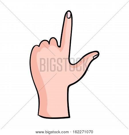 Hand touch icon in cartoon style isolated on white background. Virtual reality symbol vector illustration.