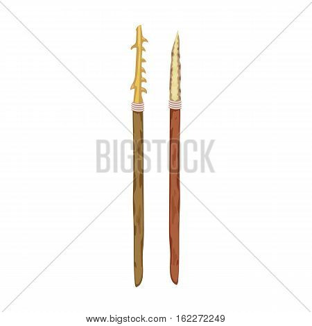 Stone spears icon in cartoon style isolated on white background. Stone age symbol vector illustration.