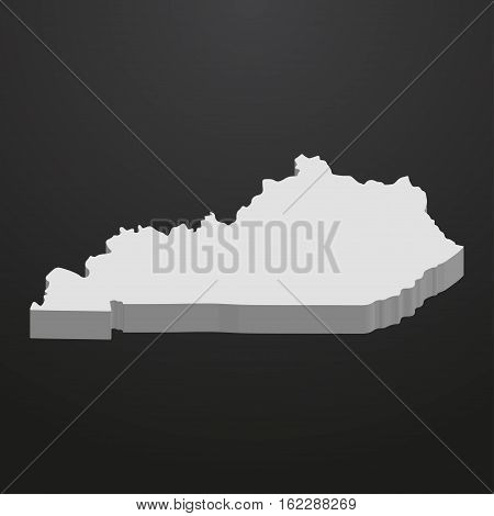 Kentucky State map in gray on a black background 3d