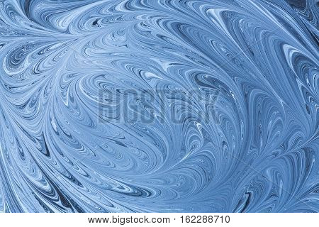 Creative ebru background with abstract acrylic painted waves. Beautiful marbling texture. Handmade marble surface. Blue and yellow colors.