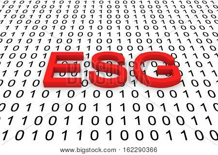 ESG in the form of binary code, 3D illustration