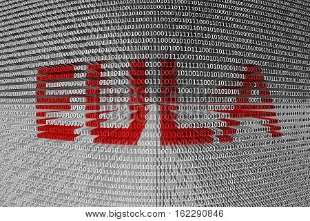 EULA in the form of binary code, 3D illustration