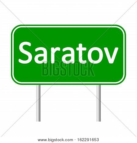 Saratov road sign isolated on white background.