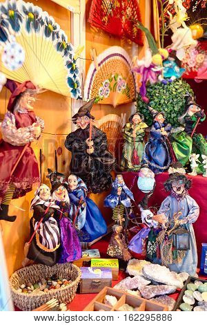 ALICANTE, SPAIN-JULY 10: Witches sold on tourist market as souvenirs 10.07.2015 in Alicante, Spain