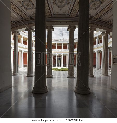 Athens - Greece - September 21,2016:  Interior Of The Entrance To The Zappio Conference Hall And Vie