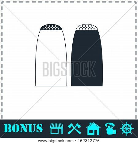 Salt and pepper shakers icon flat. Simple vector symbol and bonus icon