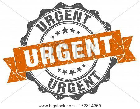urgent. stamp. sign. seal. round. retro. ribbon