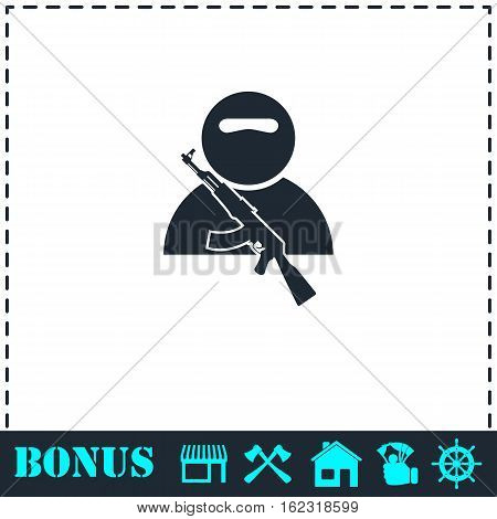 Soldier icon flat. Simple vector symbol and bonus icon