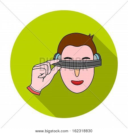 Player with virtual reality headflat icon in flat style isolated on white background. Virtual reality symbol stock vector illustration.