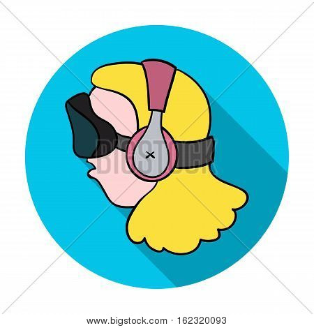 Player with virtual reality headflat icon in flat style isolated on white background. Virtual reality symbol stock vector illustration.