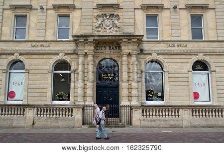 EXETER UK 11 July 2016: building City Bank Jack Wills. Facade. Exeter. Devon. UK
