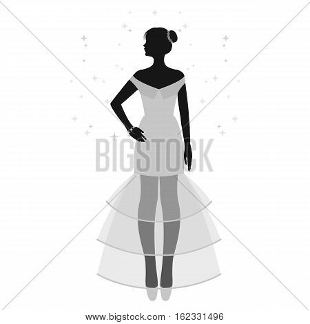 Bride icon in monochrome design isolated on white background. Bride symbol stock vector illustration.
