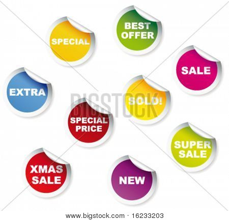 Pegatinas de ventas. Vector