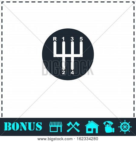 Gear shifter icon flat. Simple vector symbol and bonus icon