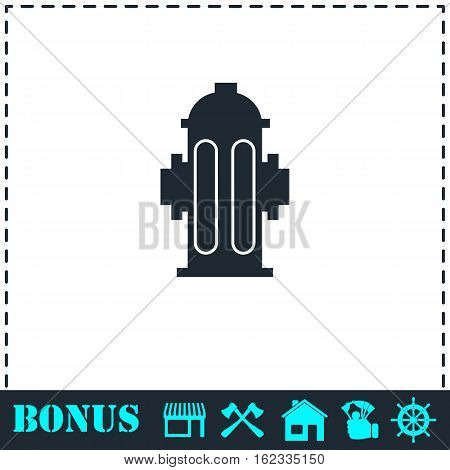 Fire hydrant icon flat. Simple vector symbol and bonus icon