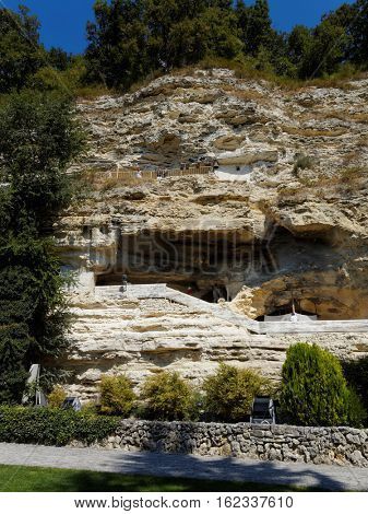 Aladzha, Bulgaria - August 19, 2016: Aladzha Monastery medieval Orthodox Christian cave monastery complex in northeastern Bulgaria near Golden Sand and Varna