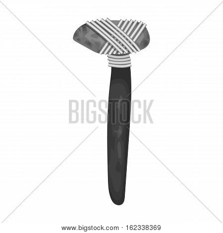 Stone axe icon in monochrome style isolated on white background. Stone age symbol vector illustration.