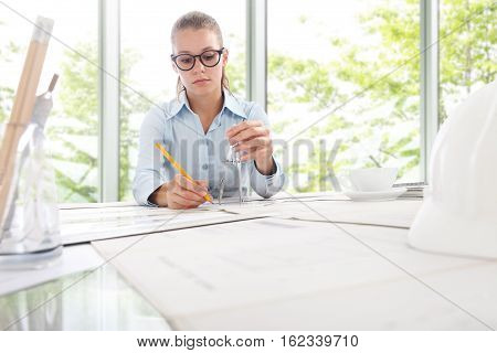 Architect Engineer Design Working on desk, Planning Concept