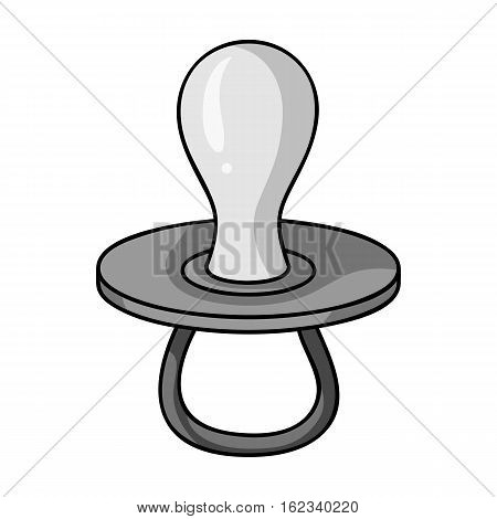 Baby pacifier icon in monochrome style isolated on white background. Baby born symbol vector illustration.