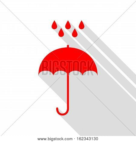 Umbrella With Water Drops. Rain Protection Symbol. Flat Design S