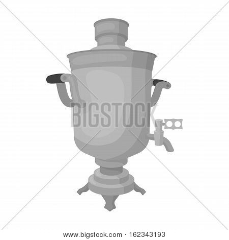 Samovar icon in monochrome design isolated on white background. Russian country symbol stock vector illustration.
