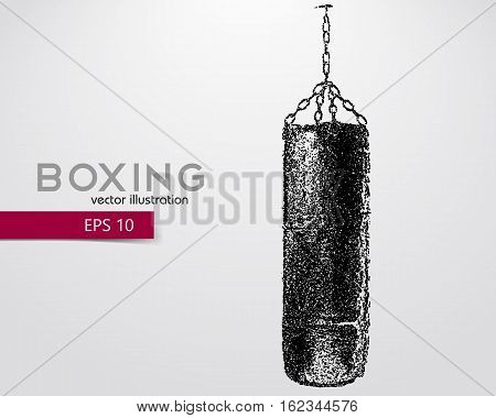 Punching bag from particles. Background and text on a separate layer, color can be changed in one click. Boxer. Boxing. Boxer silhouette