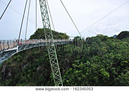 Suspension bridge in Langkawi. Sky bridge. Chain bridge. Malaysia