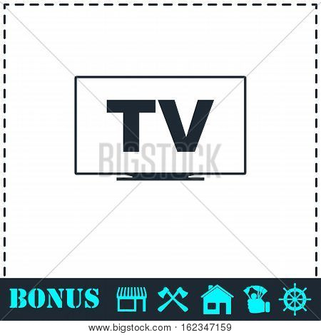 TV icon flat. Simple vector symbol and bonus icon