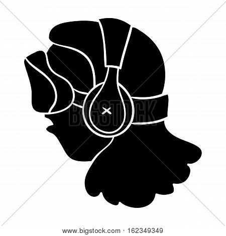 Player with virtual reality headblack icon in black style isolated on white background. Virtual reality symbol stock vector illustration.