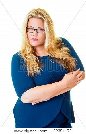 Savvy Business Woman Stares Intensely At Camera