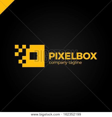 Business Corporate Colorful Letter O Logo Design Vector Logotype For Technology. Pixel Square Or Box