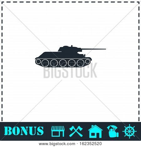Tank military icon flat. Simple vector symbol and bonus icon