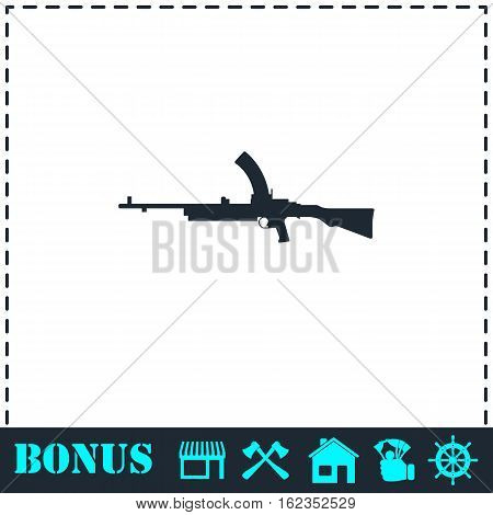 Machine gun icon flat. Simple vector symbol and bonus icon