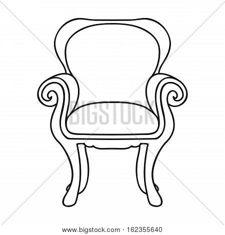 Wing-back chair icon in outline style isolated on white background. Furniture and home interior symbol vector illustration.