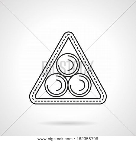 Three billiard balls in triangle. Equipment and accessories for billiards game. Sport and activity leisure concept. Flat black line vector icon.