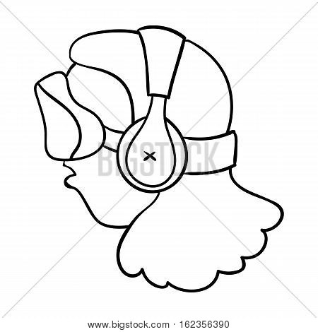 Player with virtual reality headoutline icon in outline style isolated on white background. Virtual reality symbol stock vector illustration.